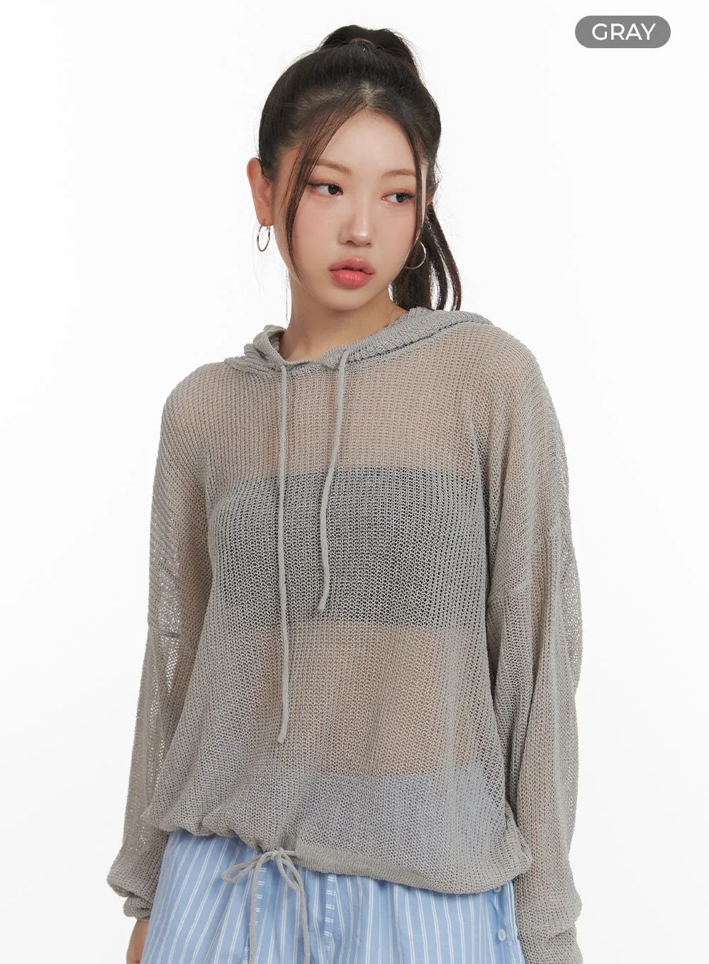 Sheer Drawstring Hoodie OA416