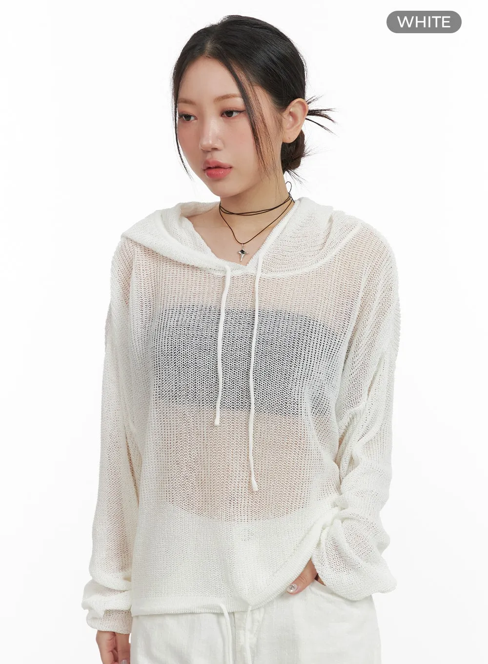 Sheer Drawstring Hoodie OA416