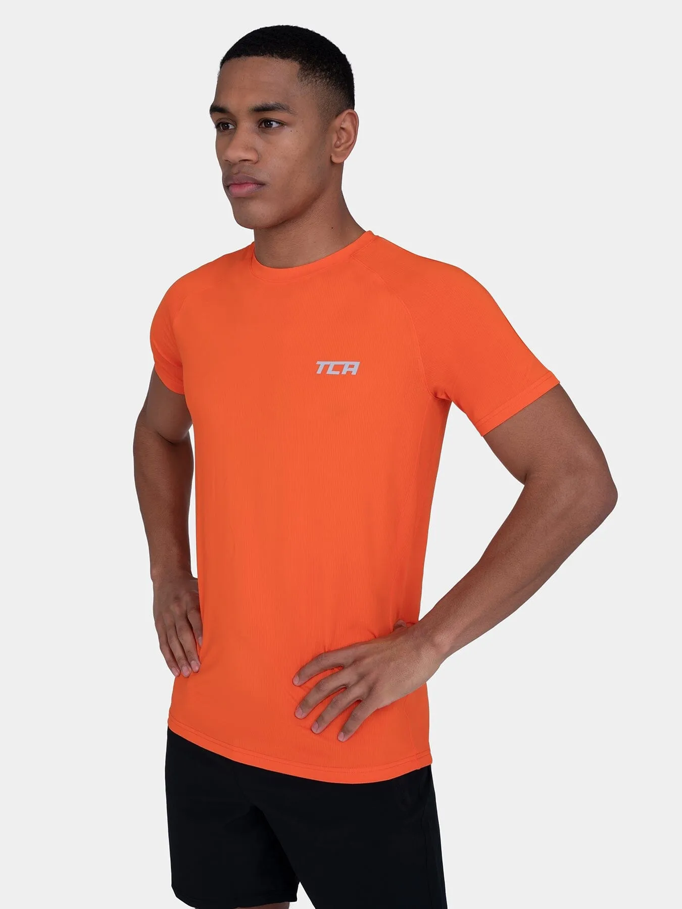 Stamina Short Sleeve Crew Neck Running Top For Men With Back Zip Pocket