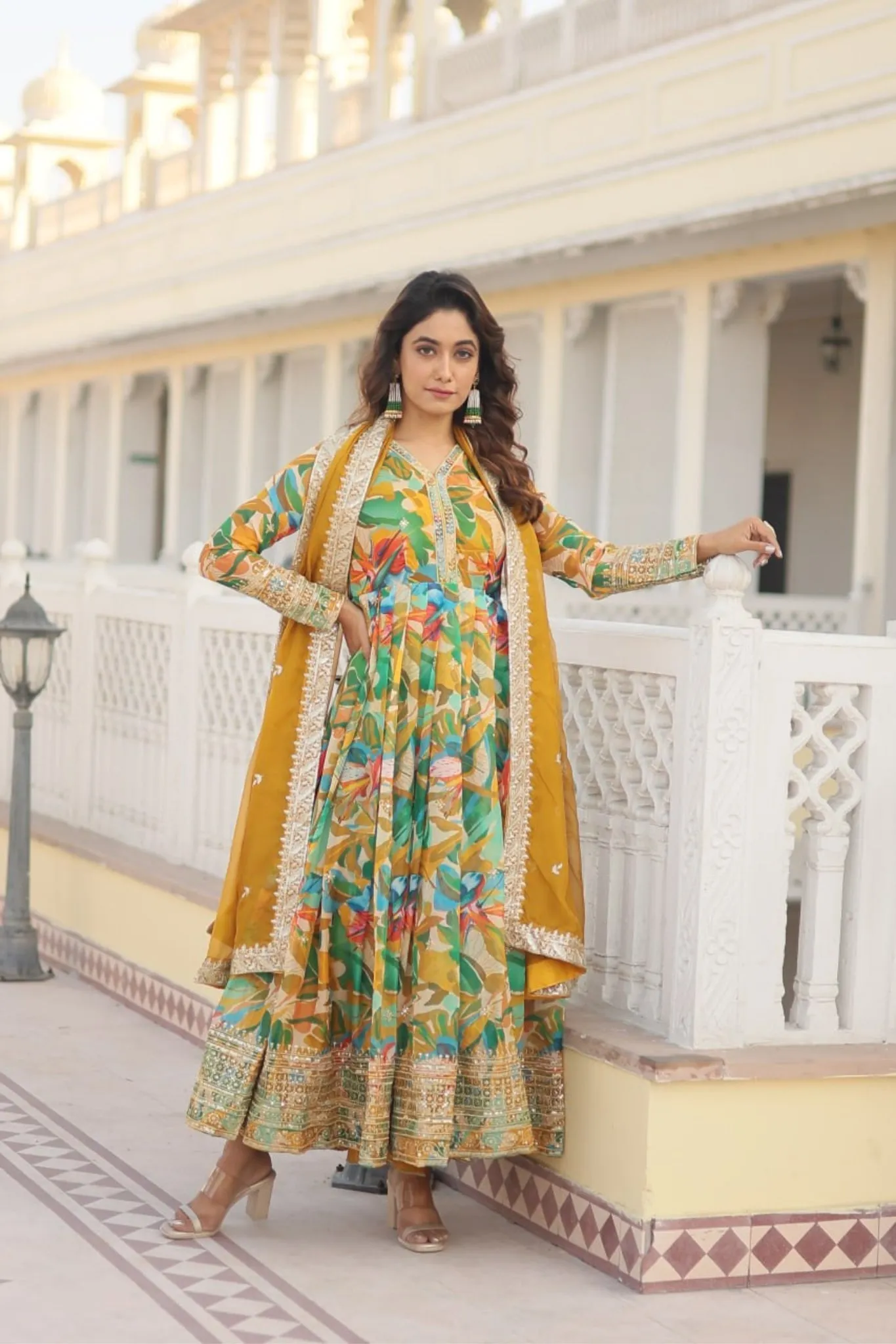 The Latest Designer Readymade Gown with Dupatta Set