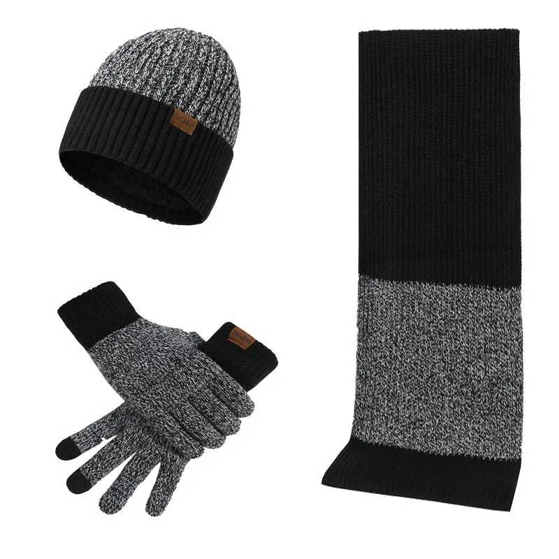 Thermal Suit Men's and Women's Hats Scarf Gloves Three-Piece Set