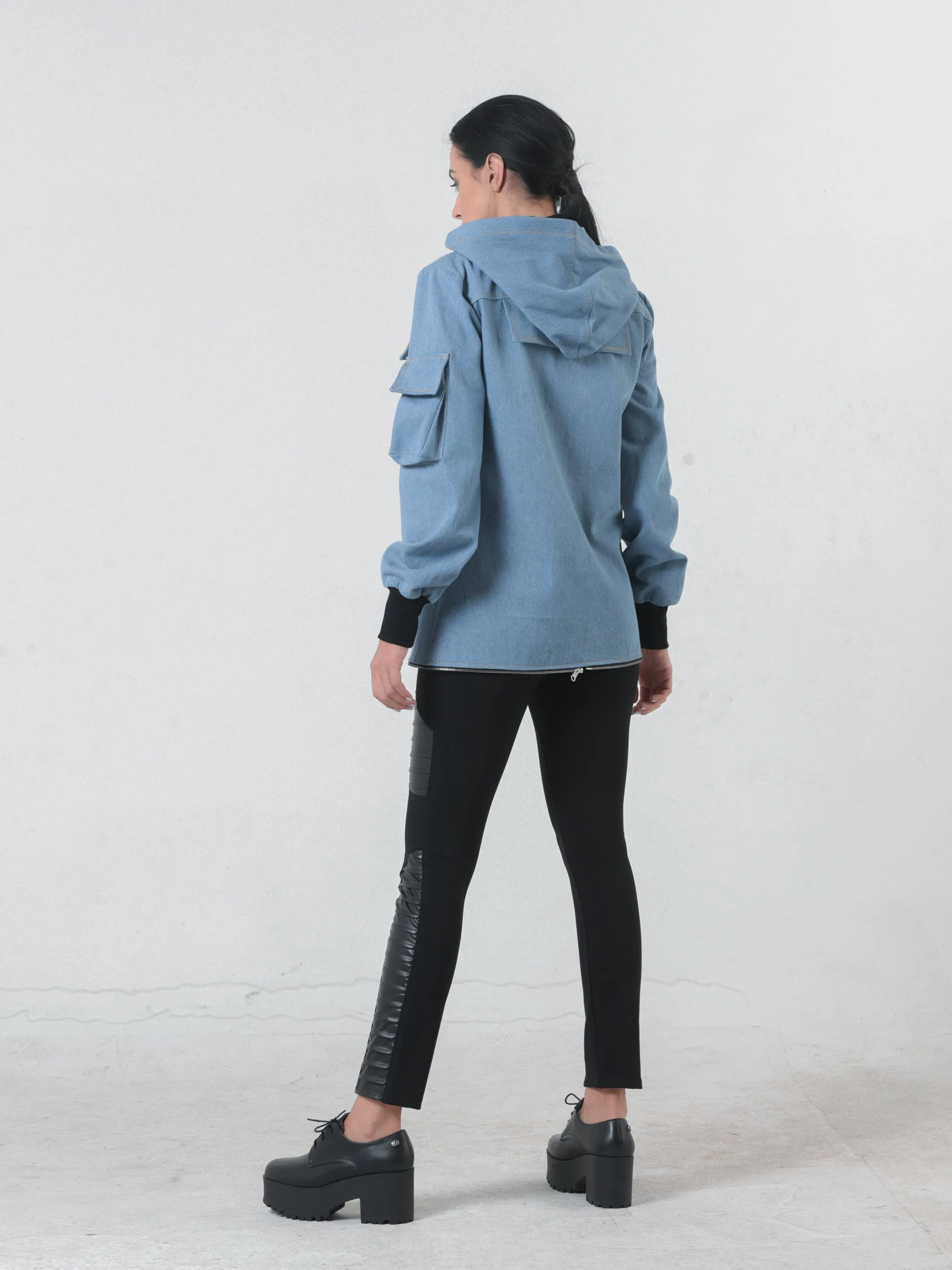 Two-In-One Hooded Denim Jacket