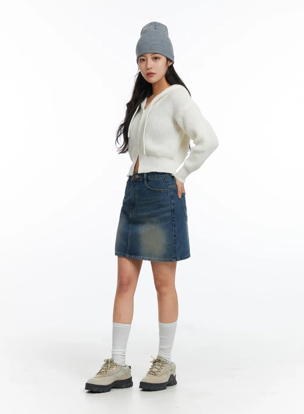 Washed Mini Denim Skirt OJ431