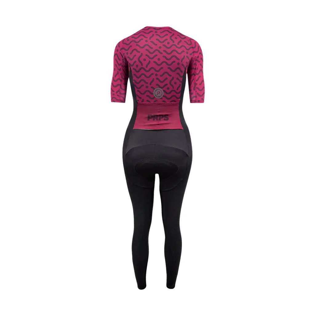 Women Full Length ELITE Tri Suit (Short sleeve - Amaranth Red)