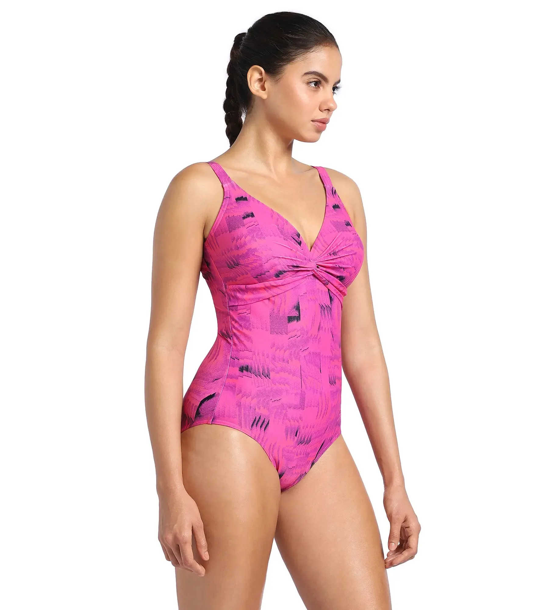 Women's Brigitte Printed One Piece Swimwear - Black  &  Wineberry