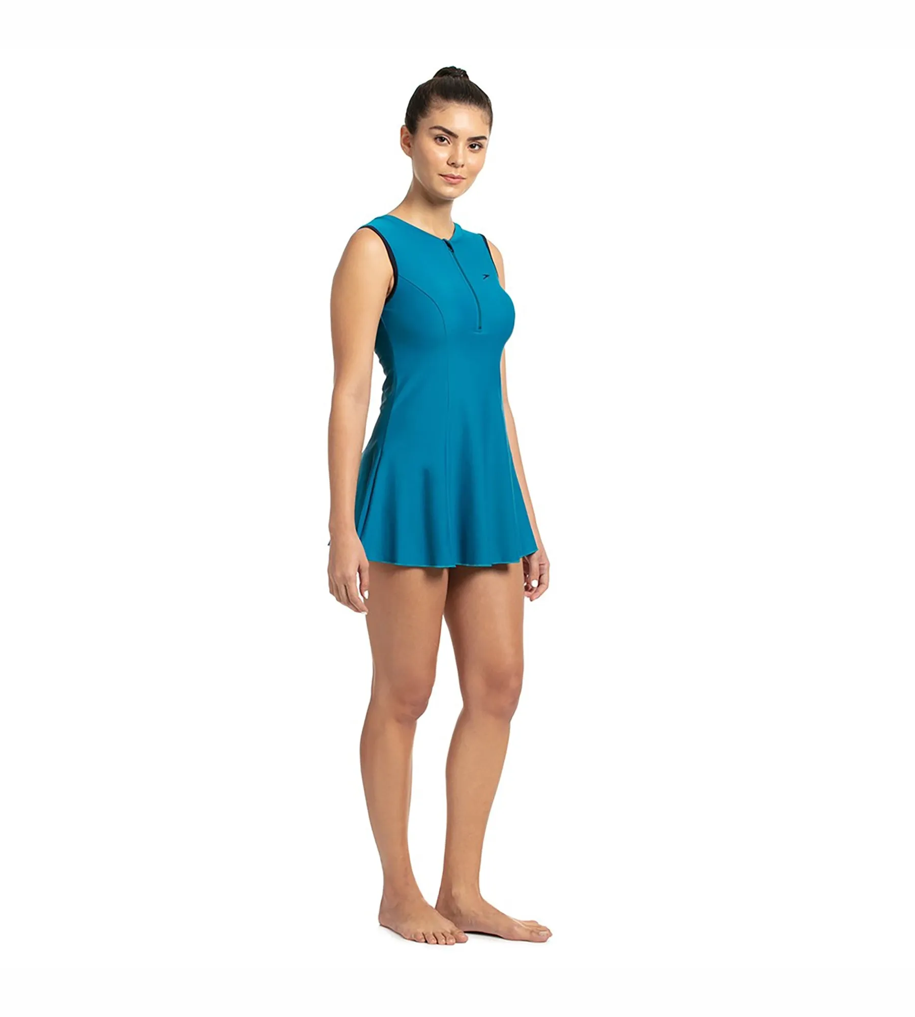 Women's Endurance Closedback Swimdress With Boyleg - Nordic Teal & True Navy