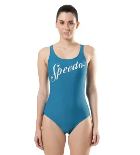 Women's Endurance Heritage Logo Racerback One Piece Swimwear - Nordic Teal & White