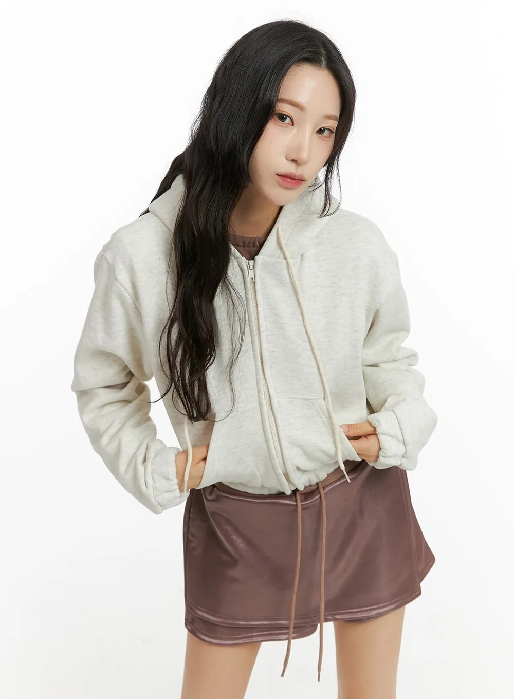 Zip-Up Crop Hoodie Jacket CJ409